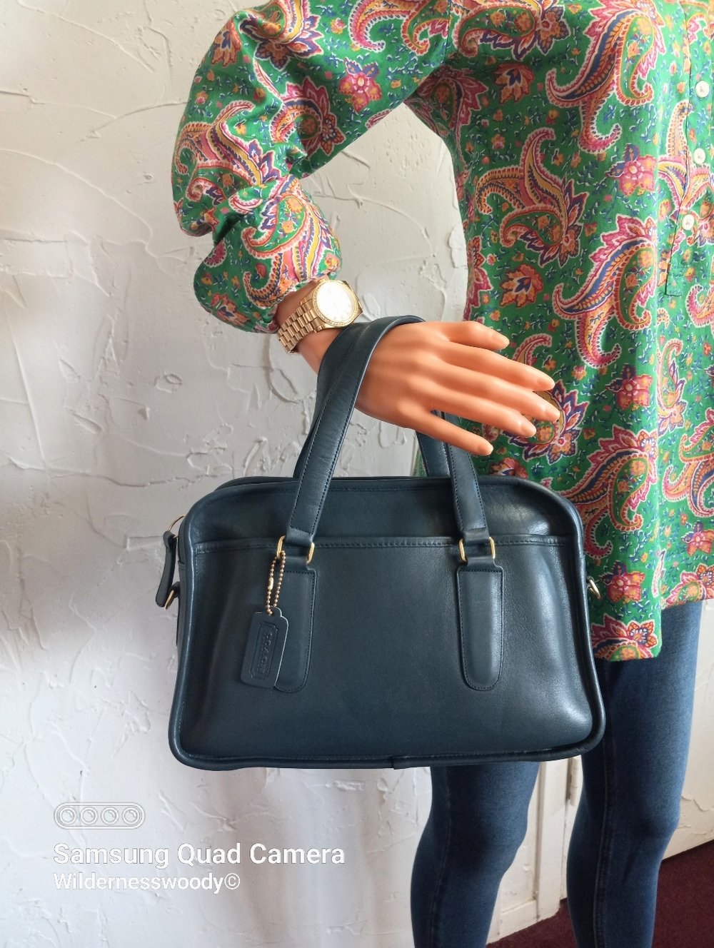 Coach Vintage Skinny Flight Bag, 1980s, NYC, Ocean Blue, Medium Color Blue
